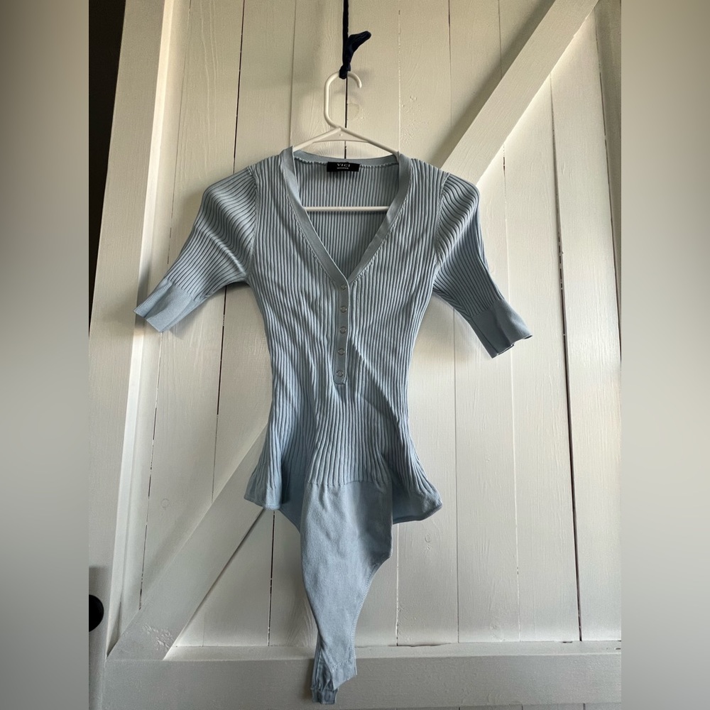 Vici light blue bodysuit Henley shirt style